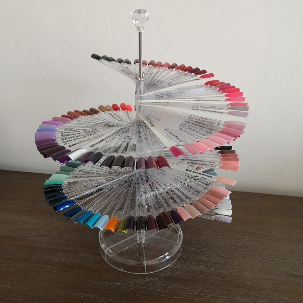 (128-tlg. Set) Nail Tips Display Ständer für Gelnägel Nageldesign Spiralständer mit Zahlenkleber für 120 Farben - Transparent