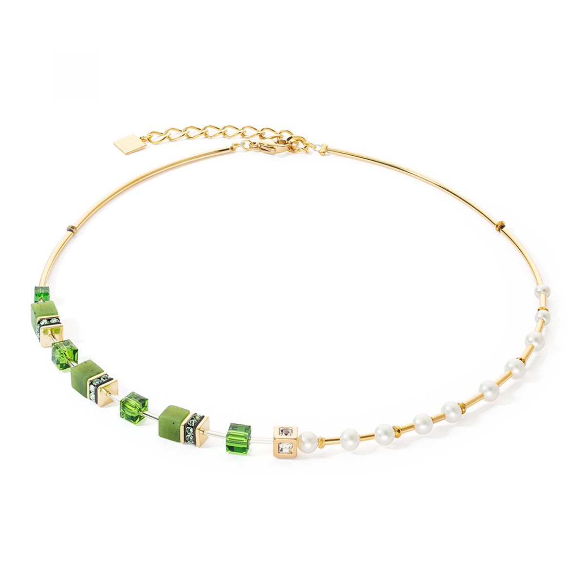Collier Coeur de lion GeoCUBE® Fusion PreciousPearl Mix doré-vert