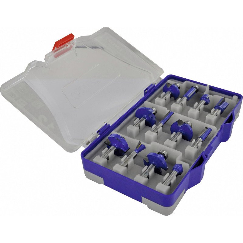 Fraises de défonceuse formes assorties, Tivoly Technic, queue Ø 8 mm - Coffret de 12