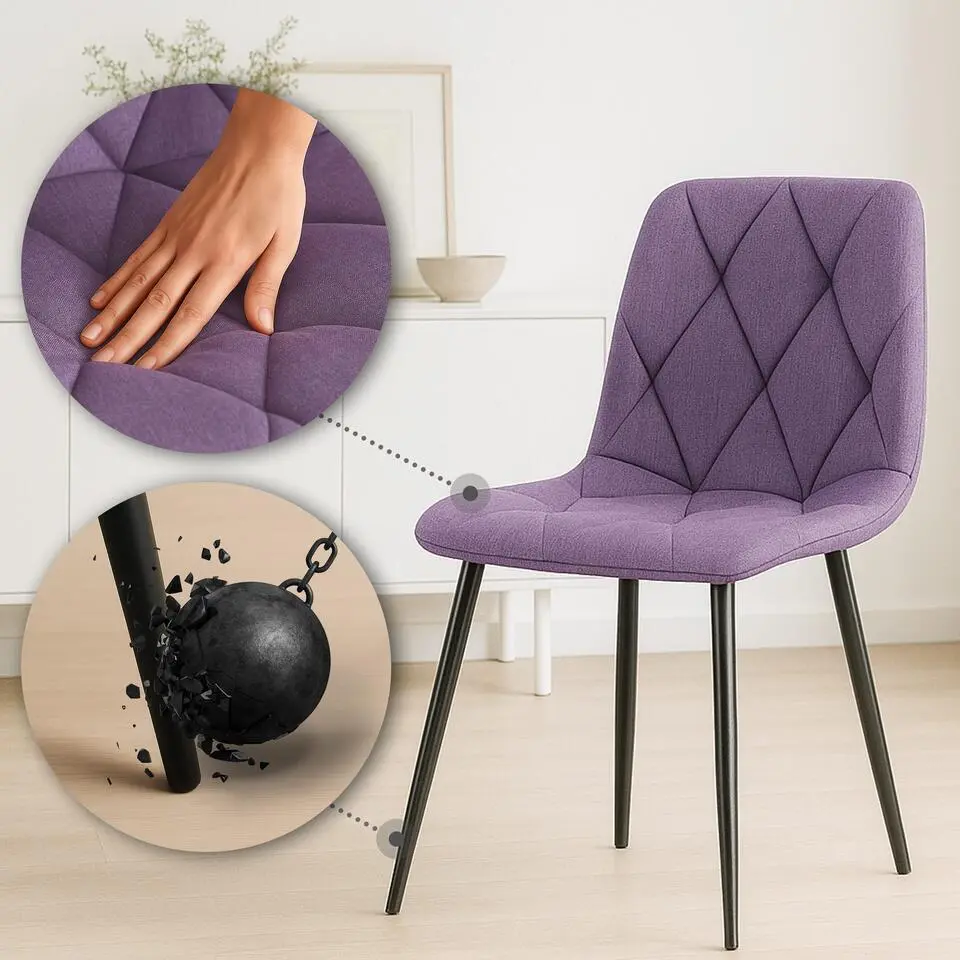 CLP Eetkamerstoel Clairton zwart Frame - Stof - purper