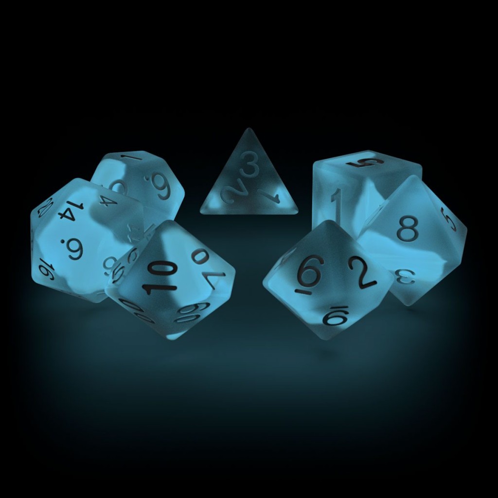 Oakie Doakie Dice dés RPG-Set Glow in the Dark - Arctic (7)
