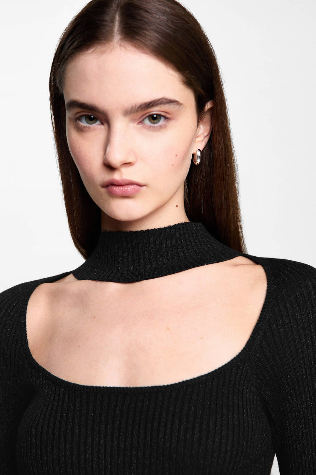 MANGO TEEN little black dress met glitter zwart