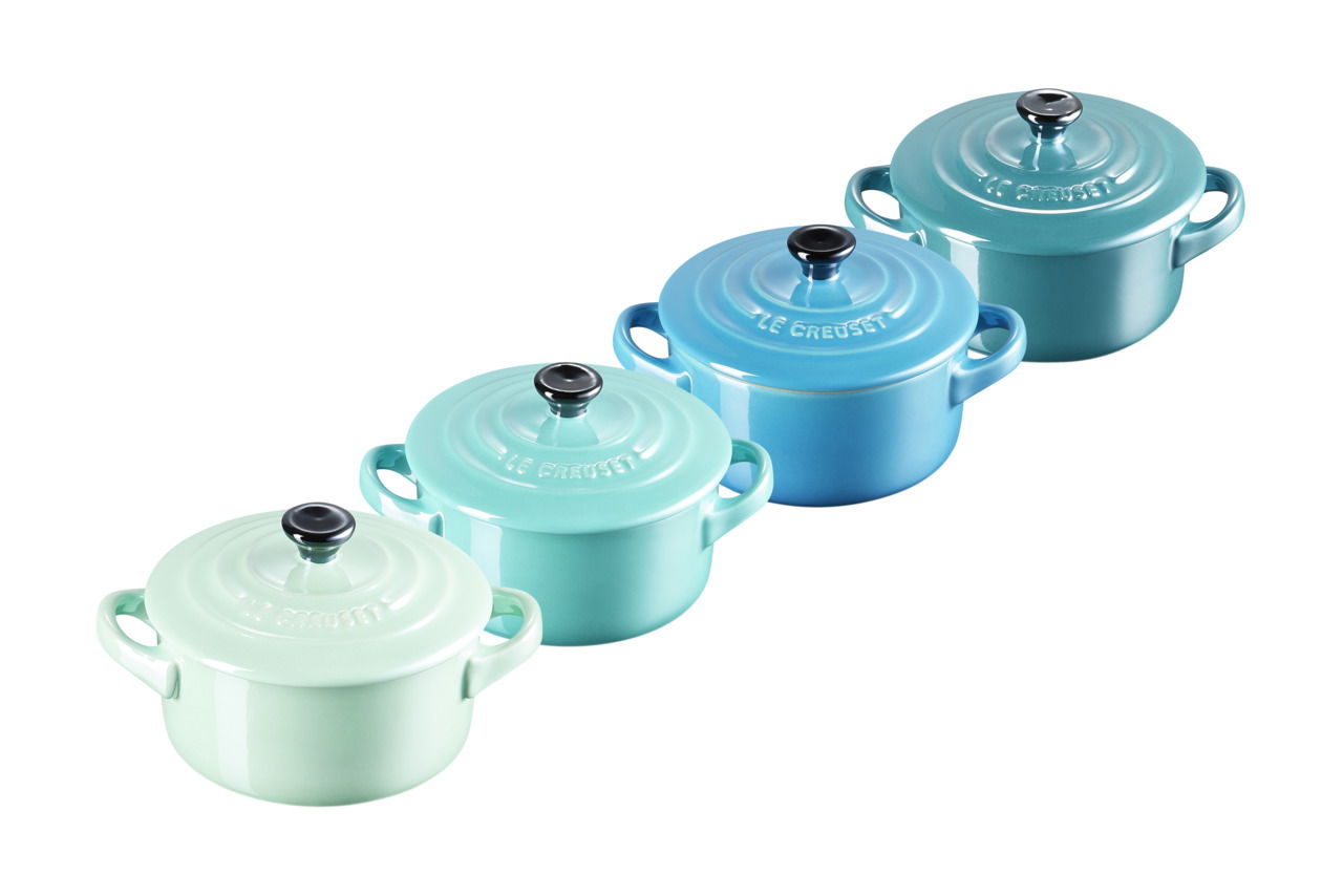 LE CREUSET Mini-Cocotte 4er-Set 10cm Metallics Blau-Grün