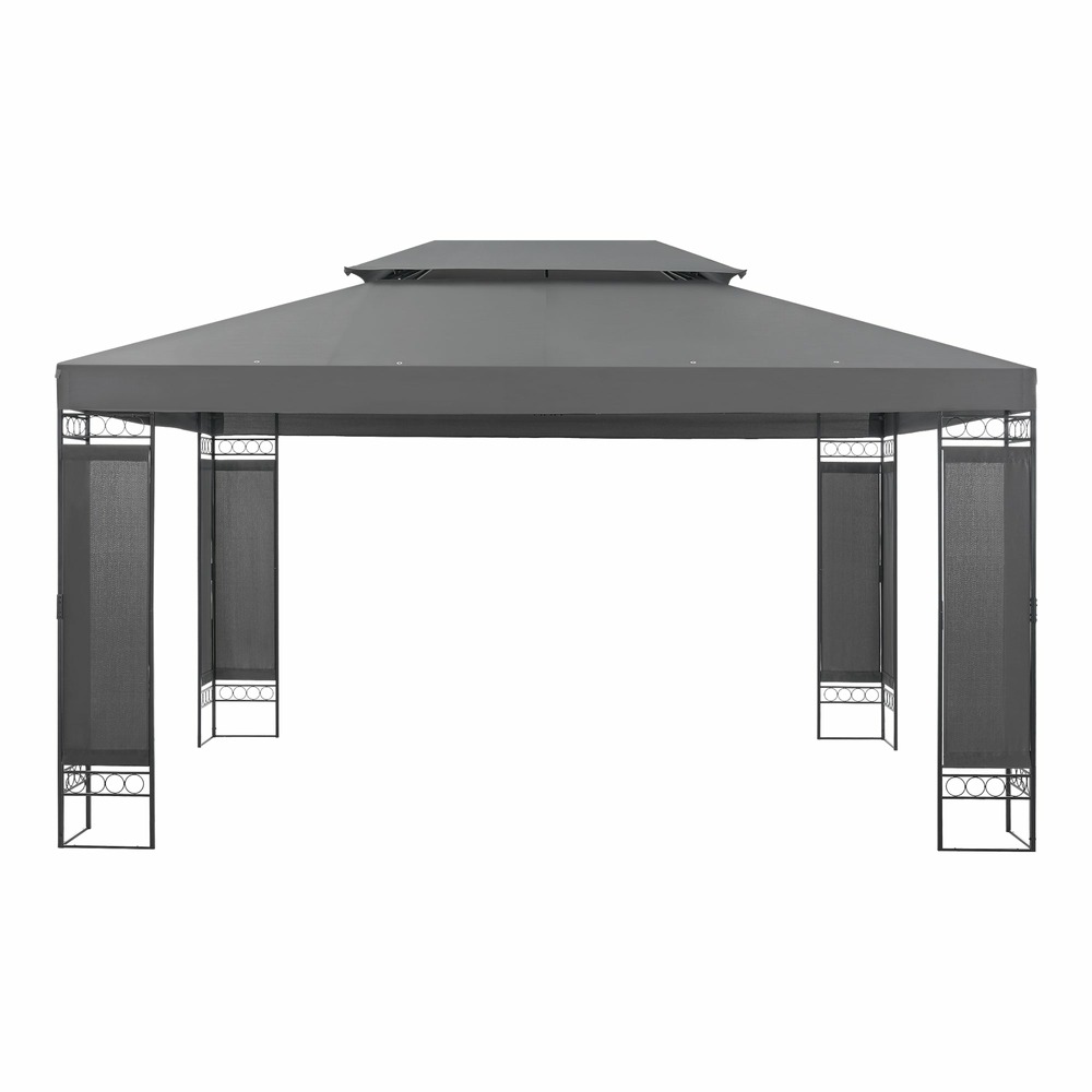 Tonnelle de jardin lanciano avec structure en acier 400 x 300 x 265 cm gris foncé