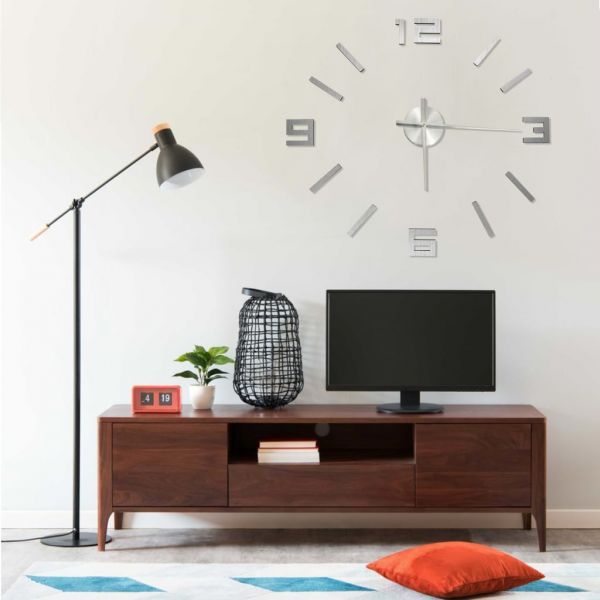 vidaXL Relógio de Parede 3D com Design Moderno 100 cm Xxl Prateado - 3827265526