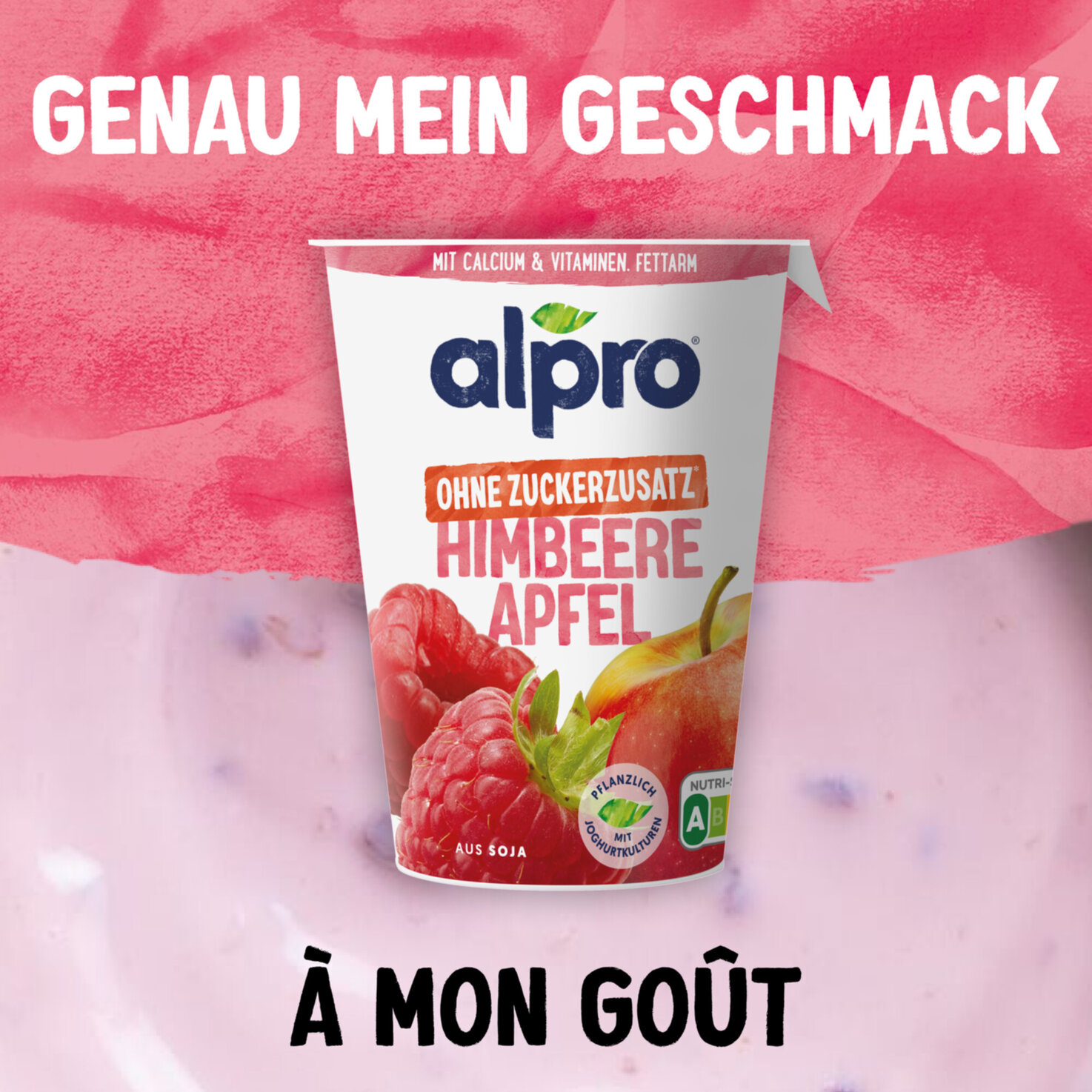 Alpro Soja-Joghurtalternative Himbeere-Apfel ohne Zuckerzusatz