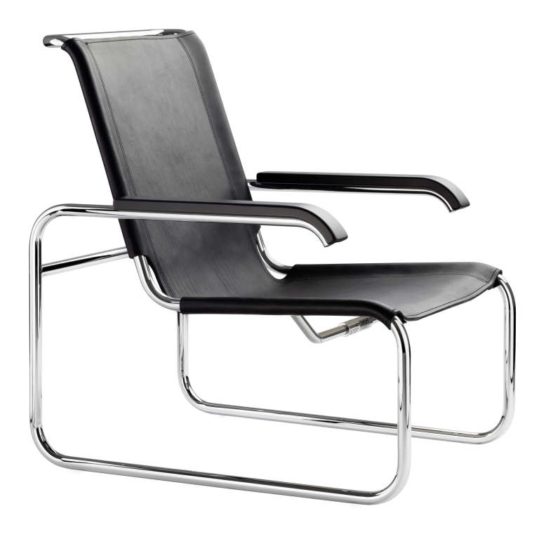 Thonet S35 L fauteuil kernleder zwart