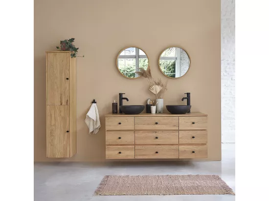 Miroir en chêne massif rond Ø 50 cm