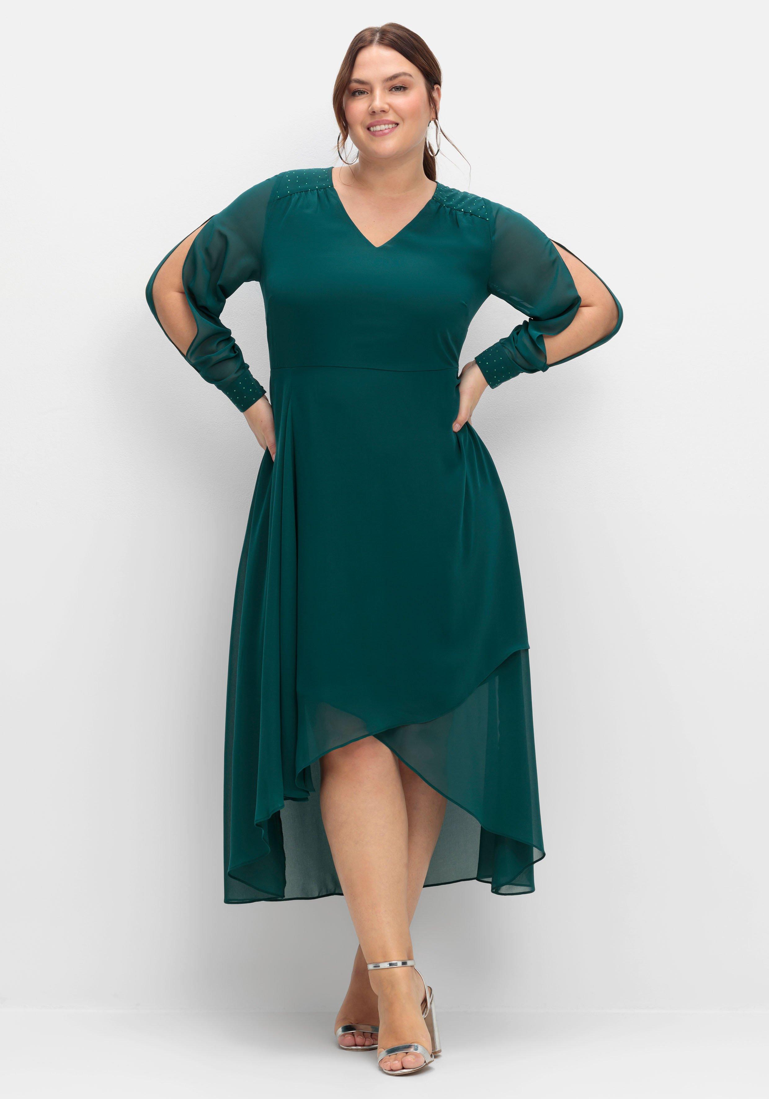 Chiffonkleid mit Cut-outs und Schmucksteinen