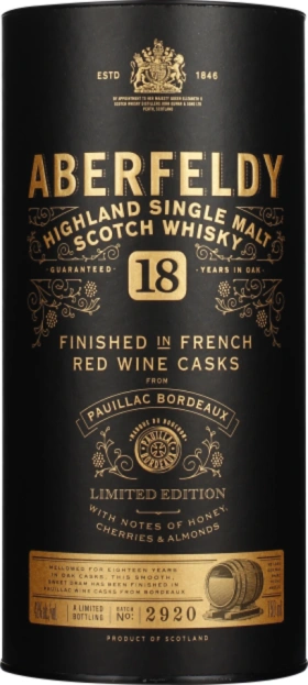 ABERFELDY 18 YEARS PAUILLAC FINISH SINGLE MALT 70CL