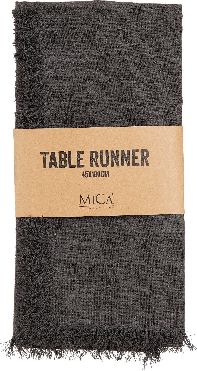 Mica Decorations tafelloper Villia grijs 180 x 45 cm