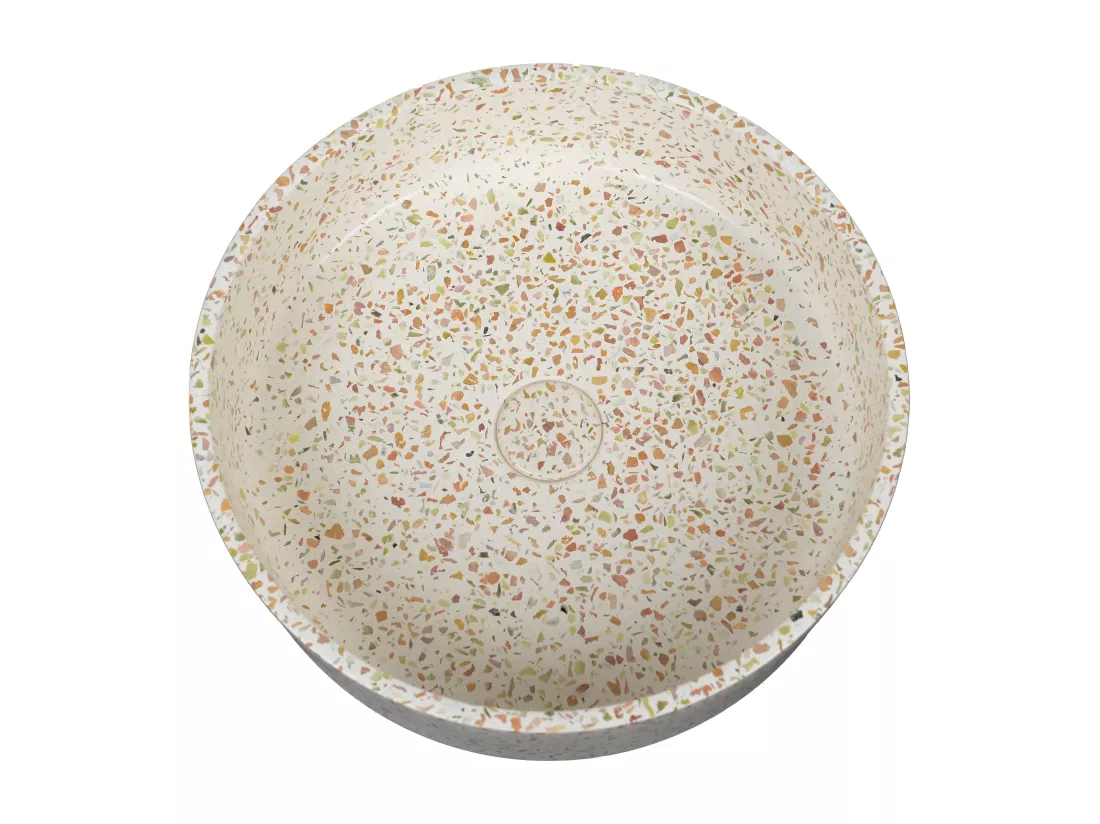 Vasque ronde à poser en terrazzo rose - 39 cm - DUKAT