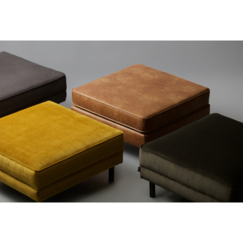 WOOOD Hocker Robin antraciet fluweel gestoffeerd