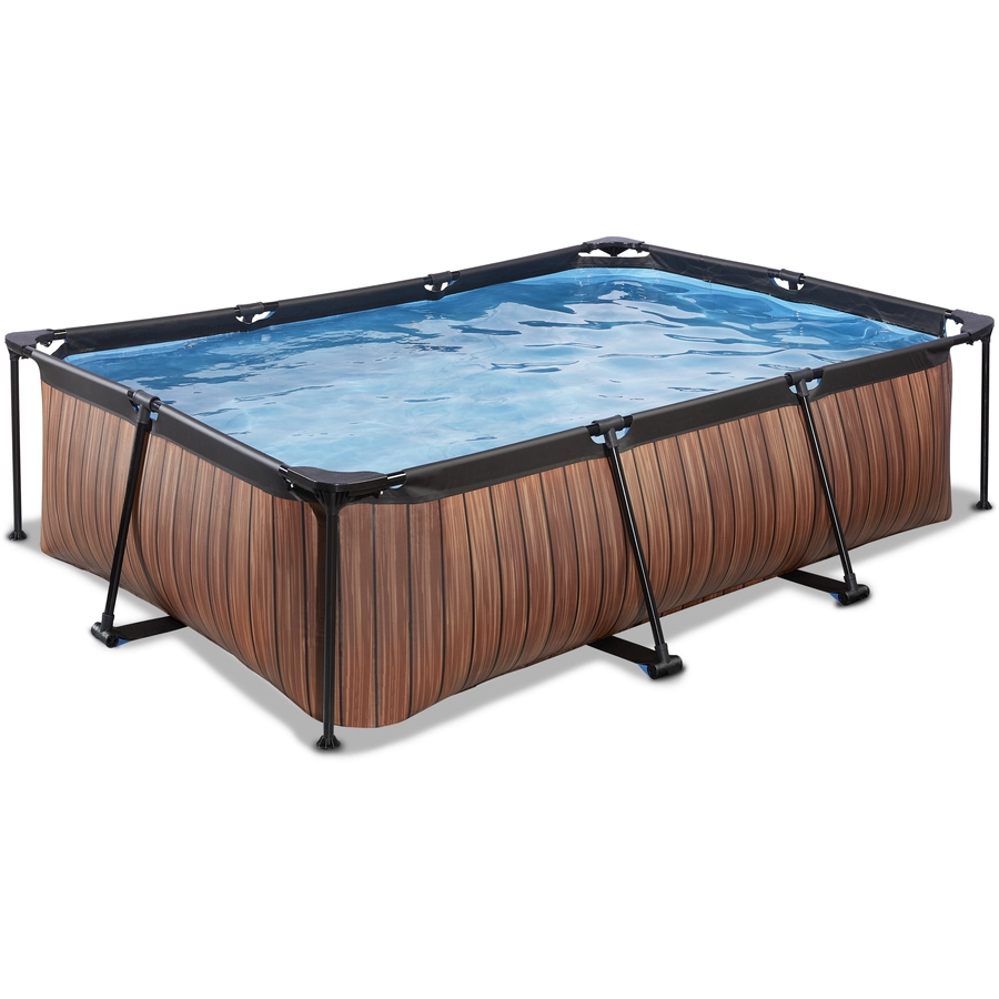 EXIT Frame Pool 220x150x60cm (12v Kartusche Filterpumpe) - Holz optik