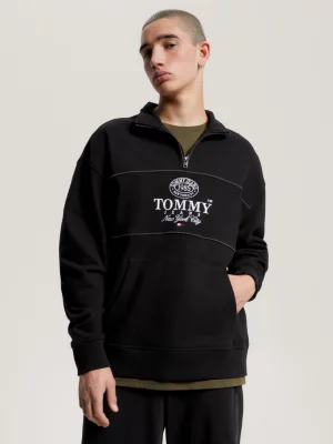 Moletom com zíper frontal e modelagem relaxada com logo