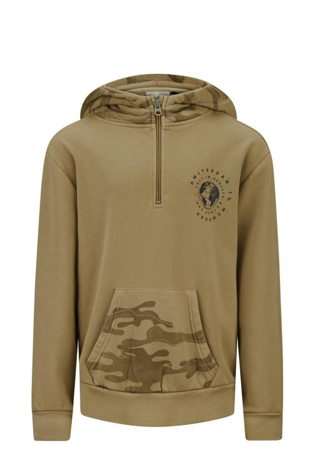 Retour Jeans hoodie Boris met printopdruk licht camel