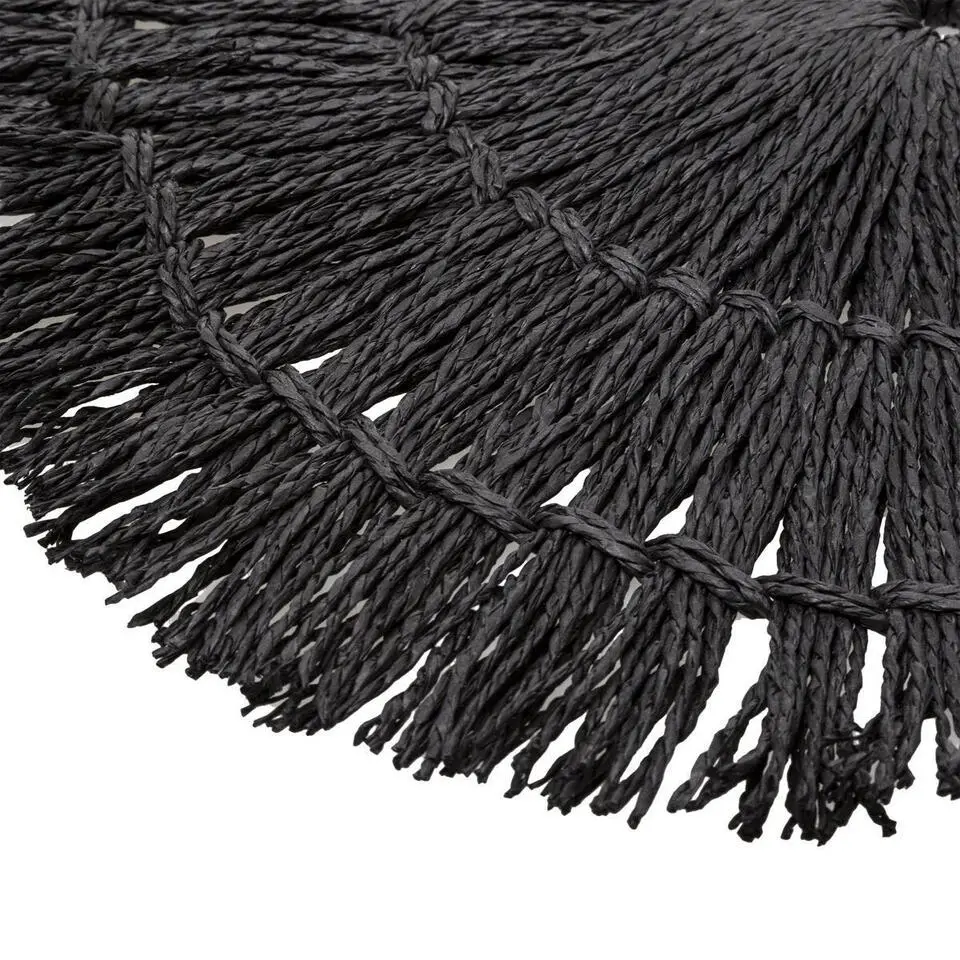 Secret de Gourmet Placemat - raffia zwart - rond - 38 cm