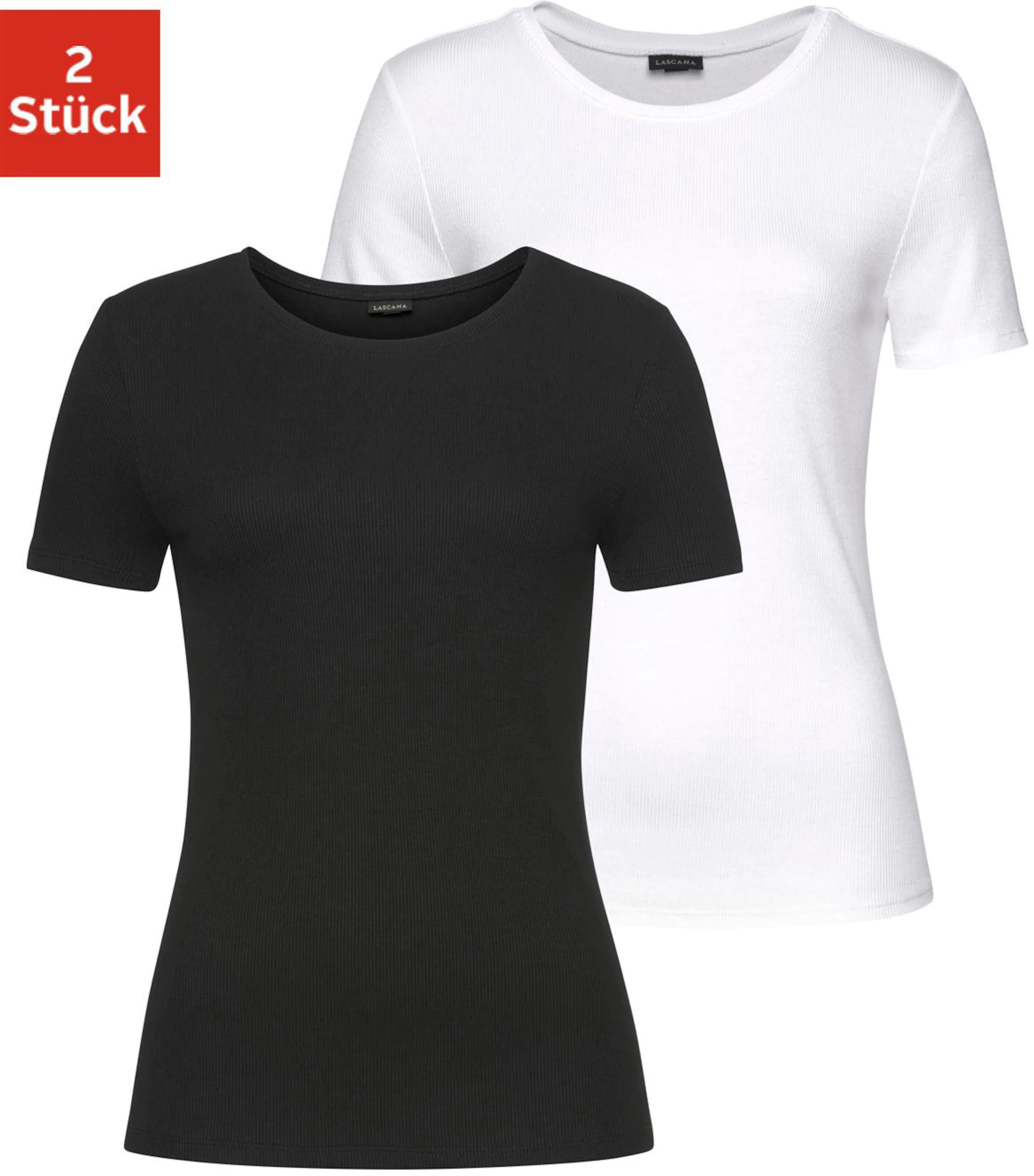 LASCANA T-Shirt in weiß, schwarz