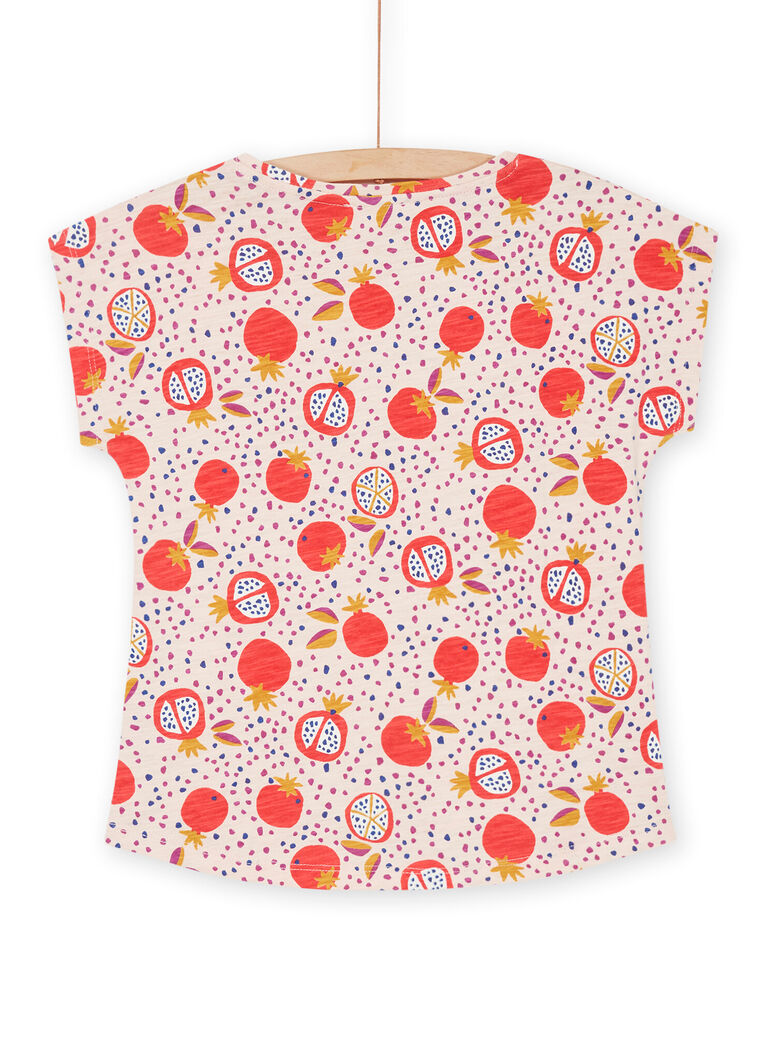 T-shirt rose poudré à imprimé fruits et pois