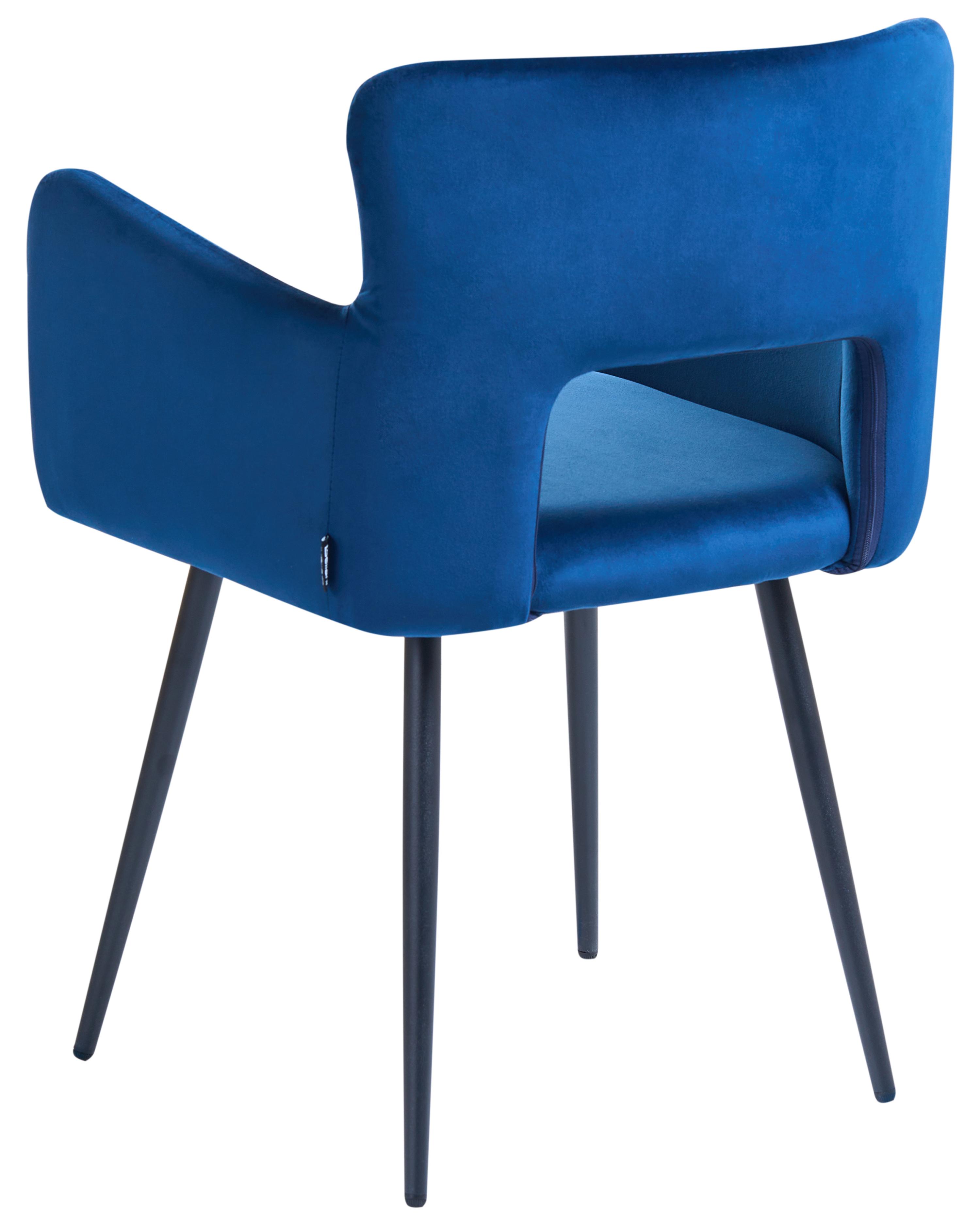 Set van 2 eetkamerstoelen SANILAC Fluweel Marineblauw