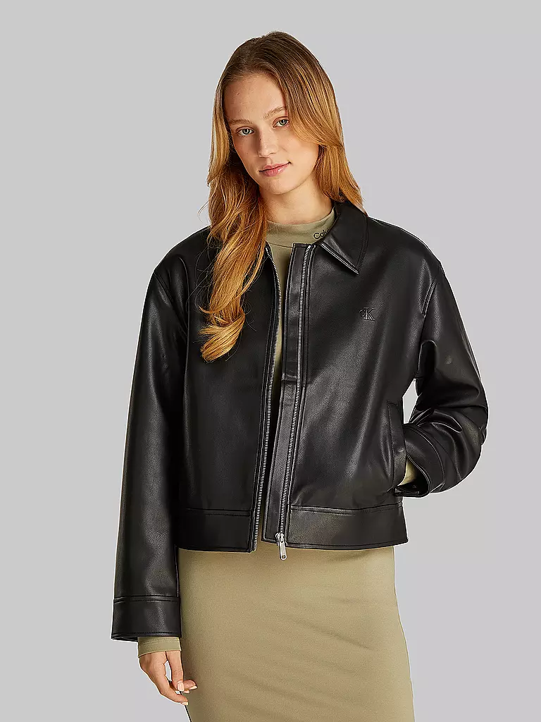 CALVIN KLEIN JEANS Jacke in Lederoptik schwarz