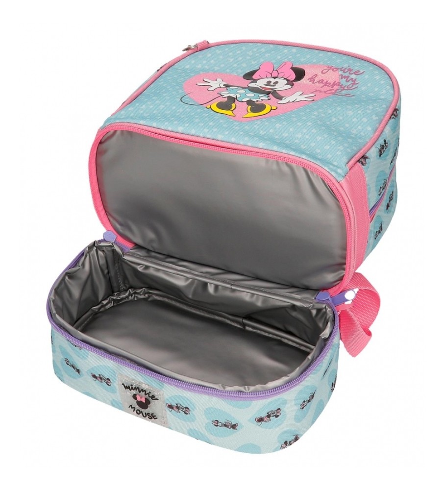 Mochila Disney My Happy Place com Lancheira, Azul e Rosa - 23x28x13cm -