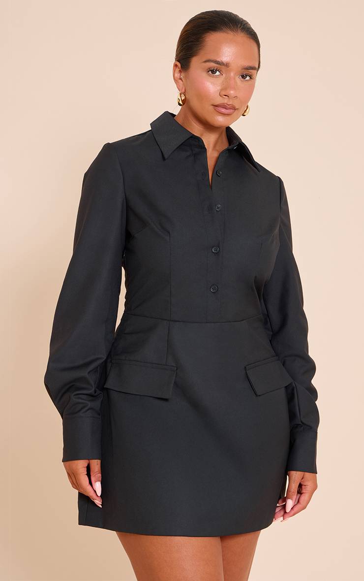 Noir Robe Chemise Cintrée Évasée Shape Crème Beurre