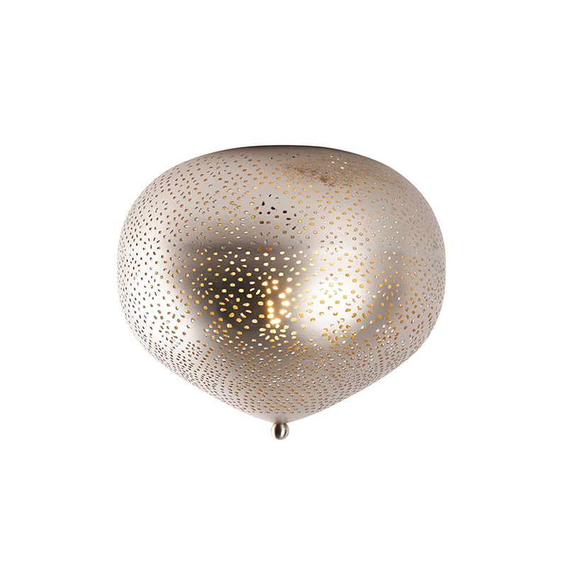 Oosterse plafondlamp staal met lichteffect - Sinbad