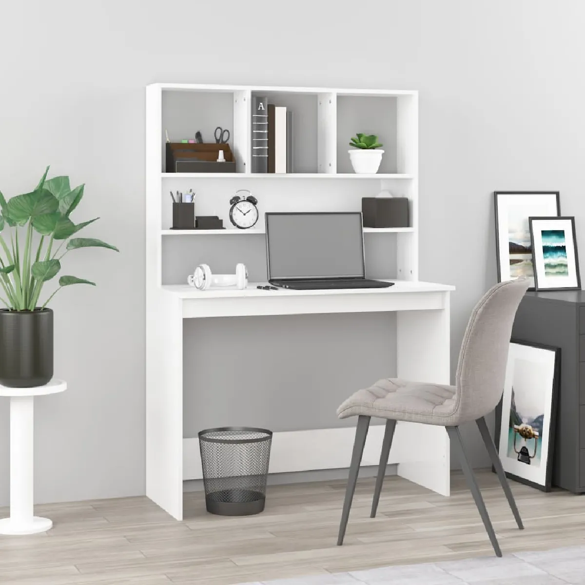 VidaXL Bureau Blanc brillant