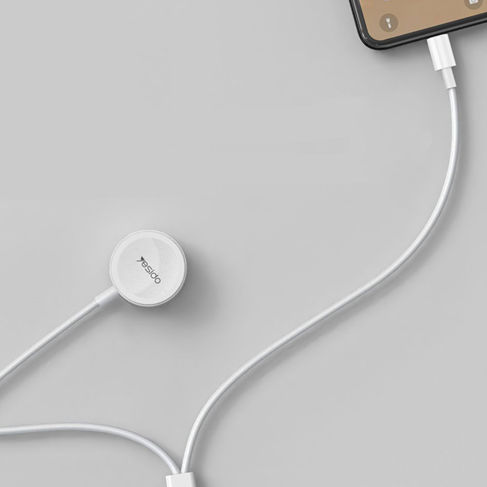 (1.2m) 2A 2in1 USB A auf Lightning / Apple Watch Magnetisches Ladekabel Datenkabel - Weiss