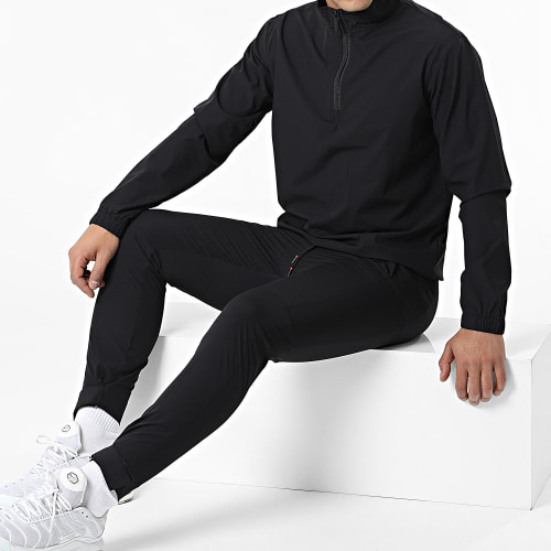 Ensemble De Survetement Veste Col Zippé Pantalon Jogging Noir