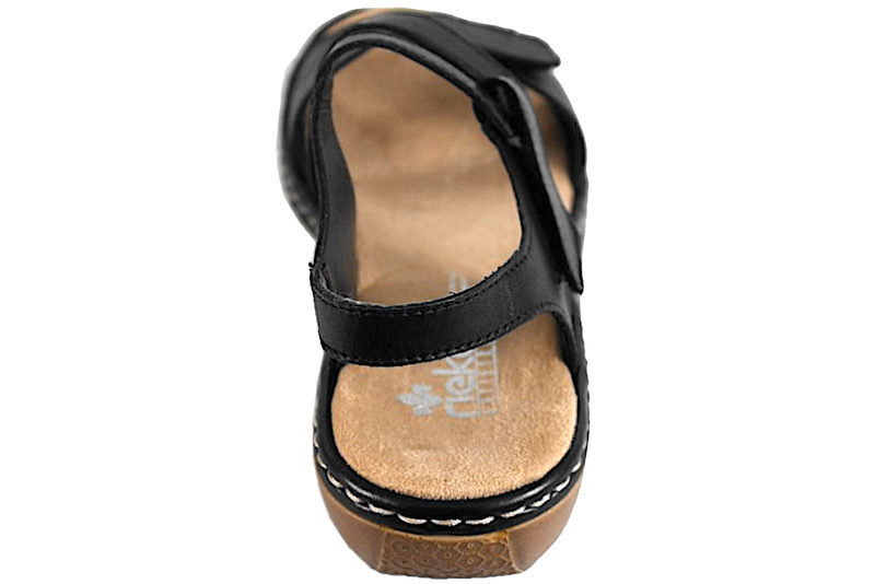 RIEKER SORT SANDAL MED BAGREM
