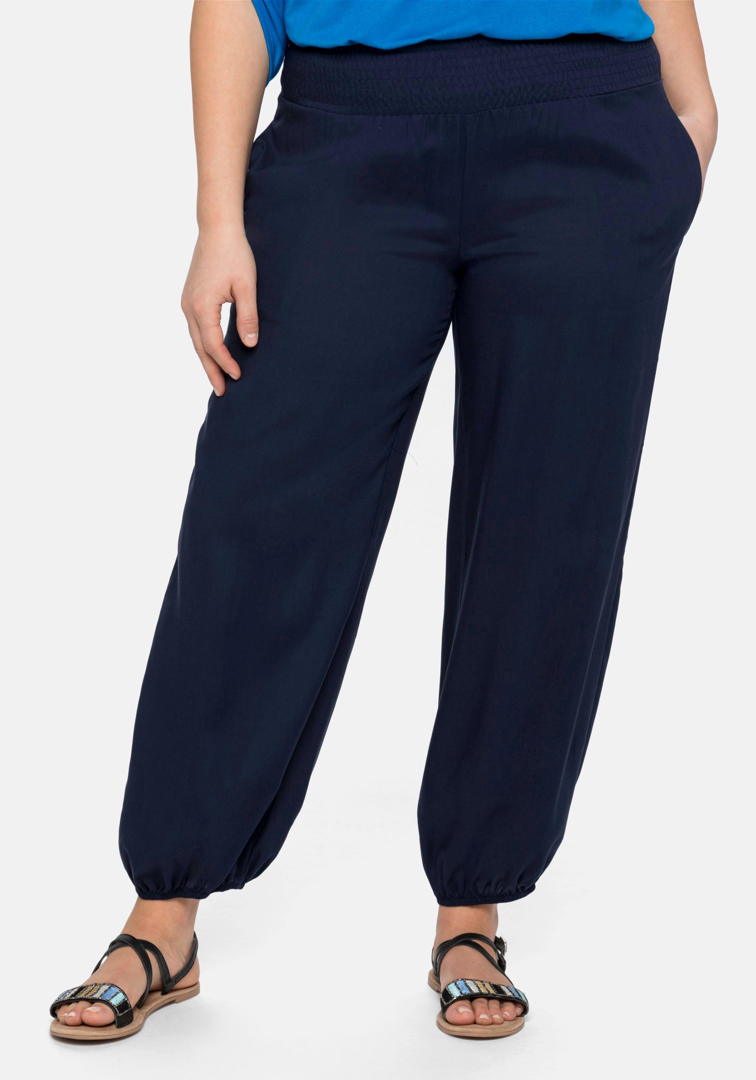 Weite Hose mit Smokbund, aus Viskose