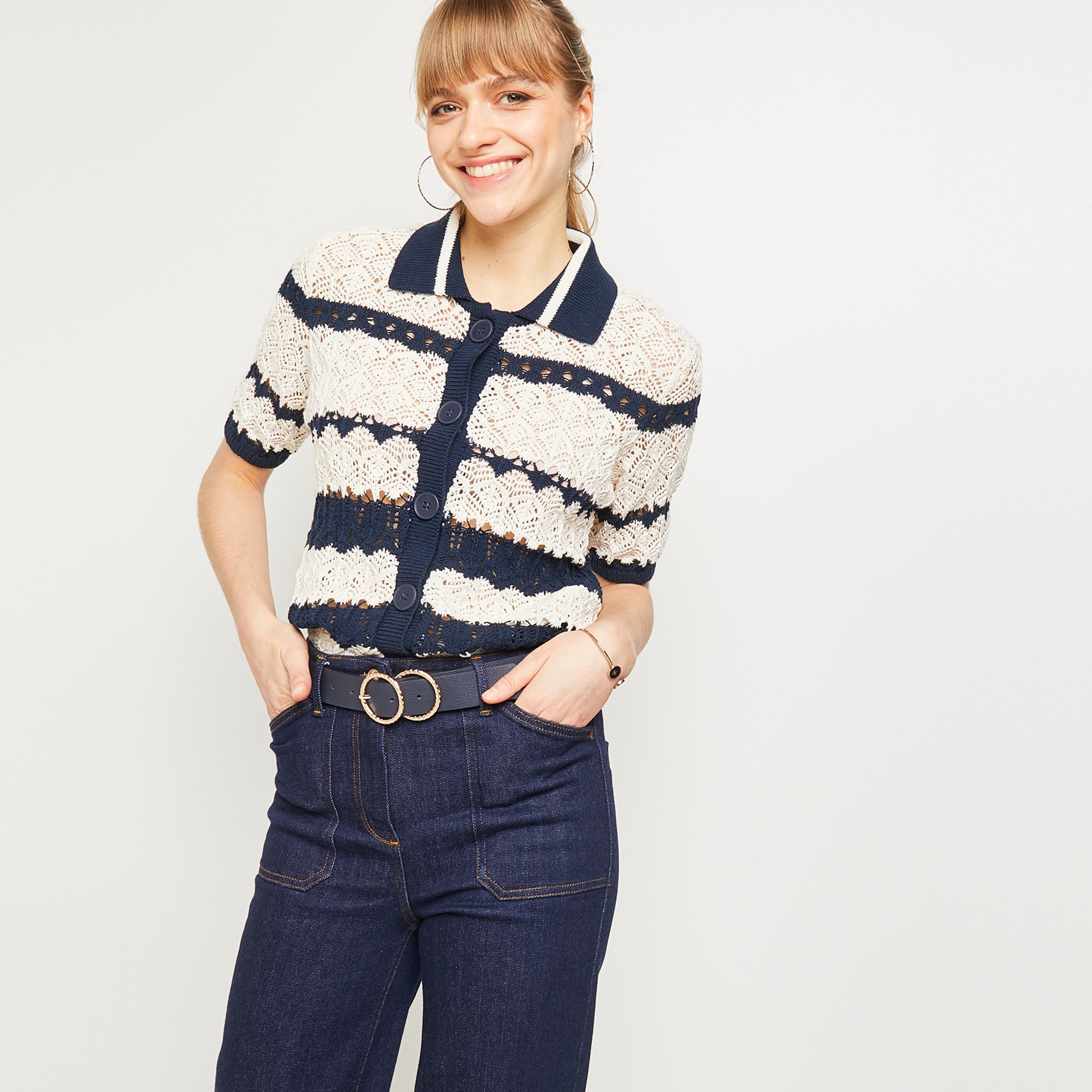 Gilet ajouré femme - MARINE