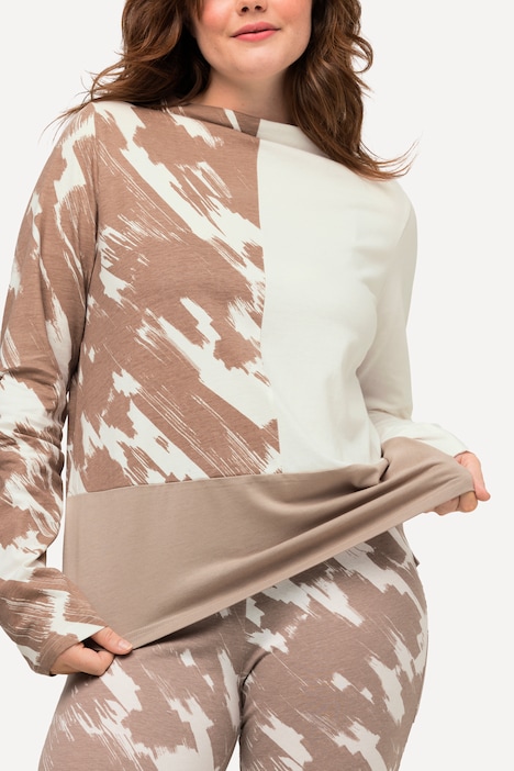 Shirt, Colorblocking, Stehkragen, Langarm, Biobaumwolle