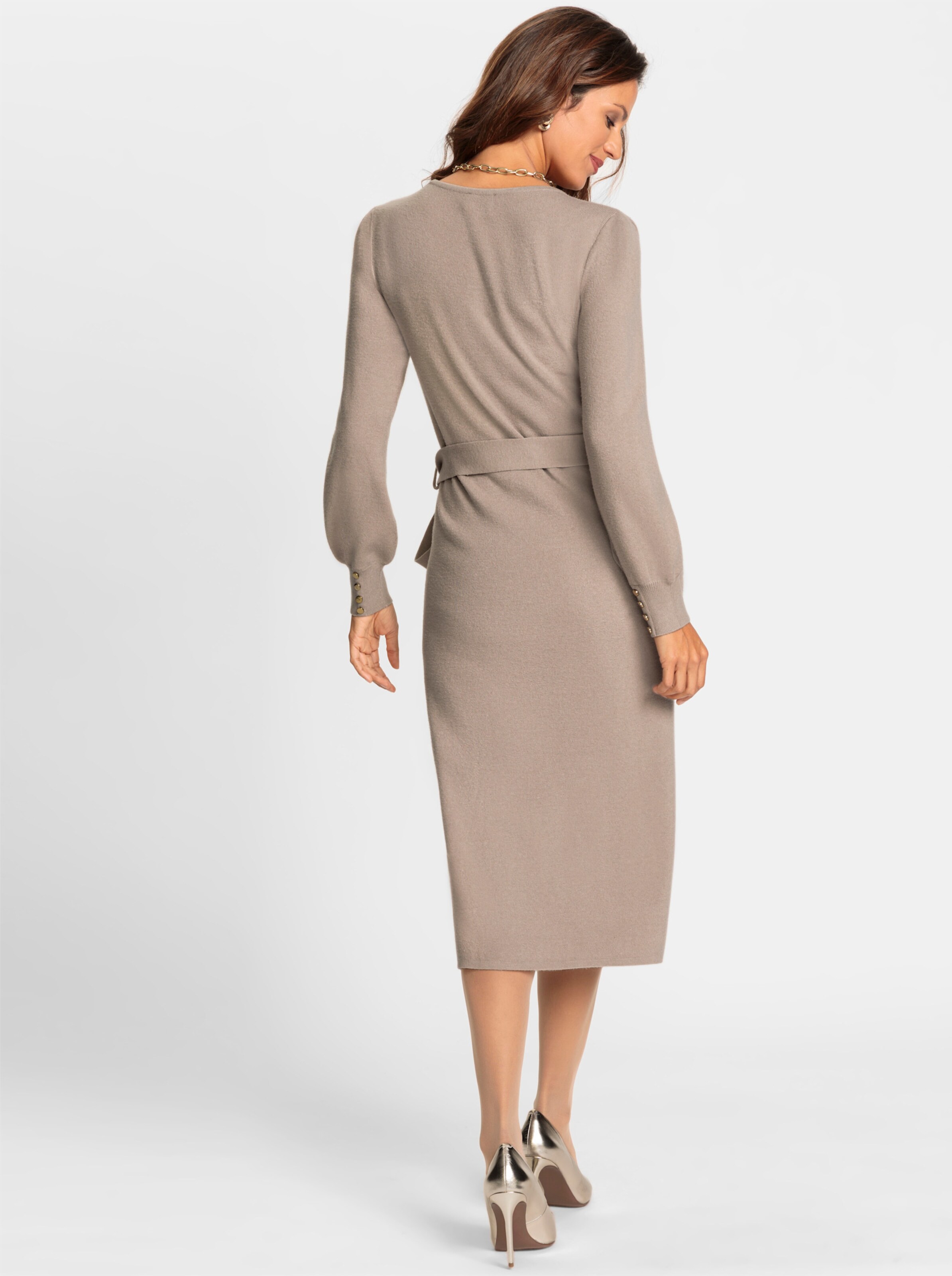 Strickkleid in sesam