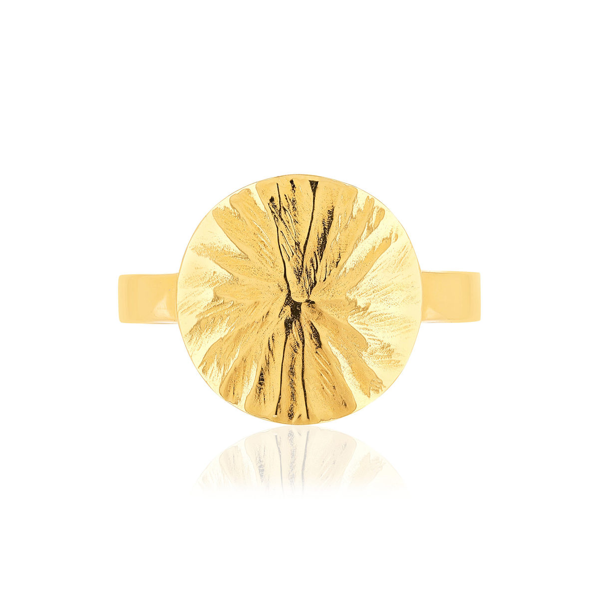 Bague plaqué or médaille martelée
