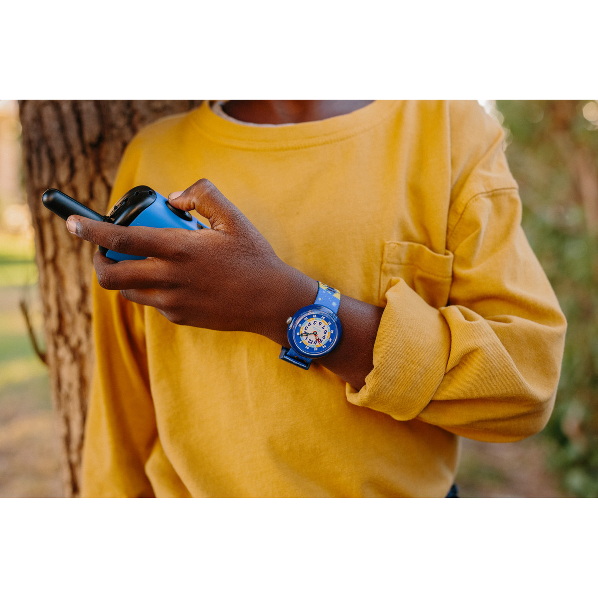 Montre FLIK FLAK Future dreams Paws up enfant plastique biosourcé bracelet PET recyclé bleu