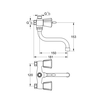 Grohe Costa Trend tweeknops douchekraan chroom 12 cm