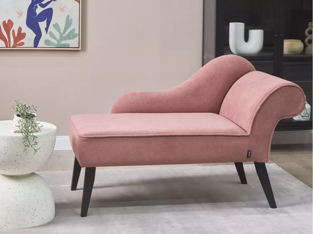 Divan côté droit en tissu rose BIARRITZ