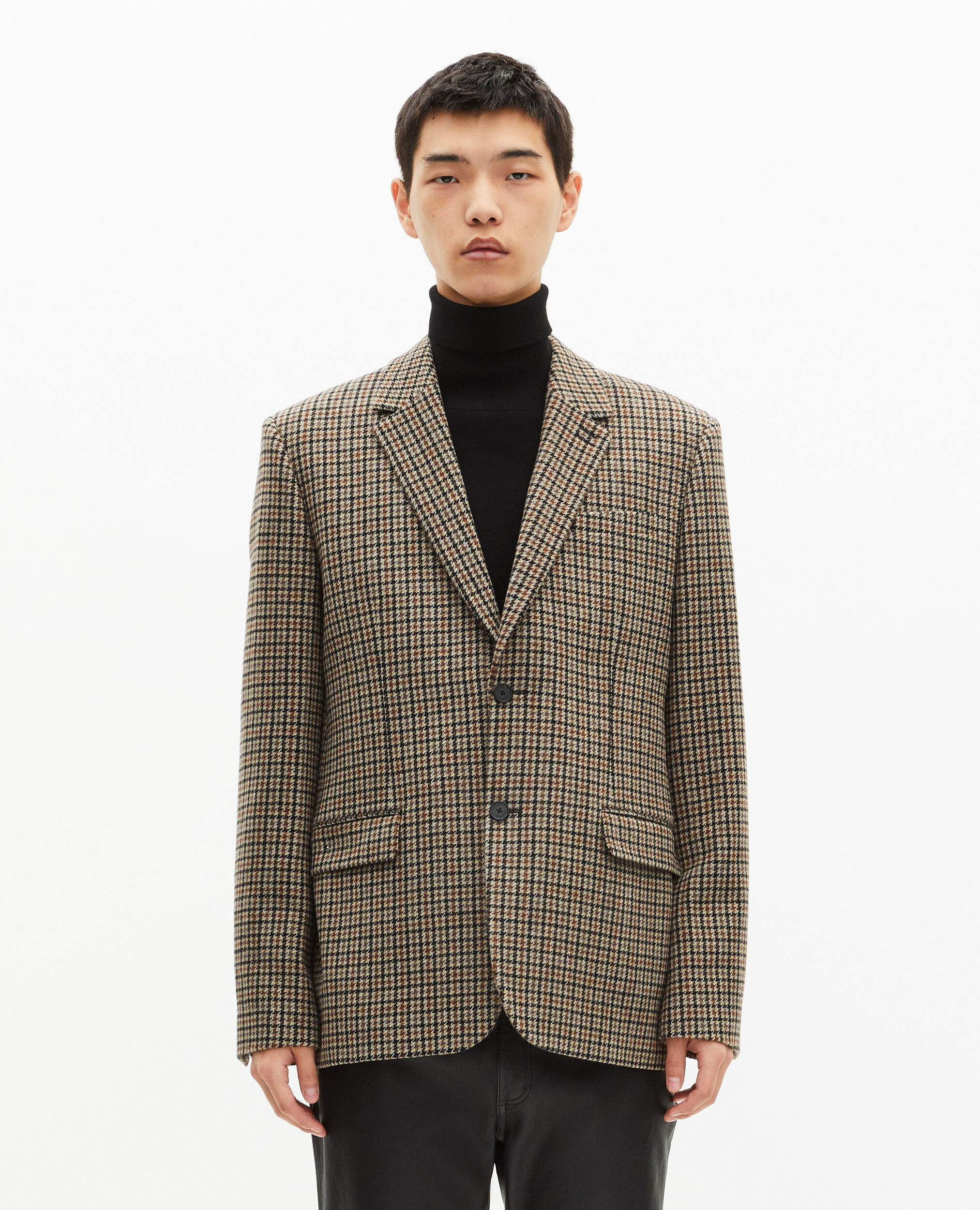Veste en pied de poule marron et noire