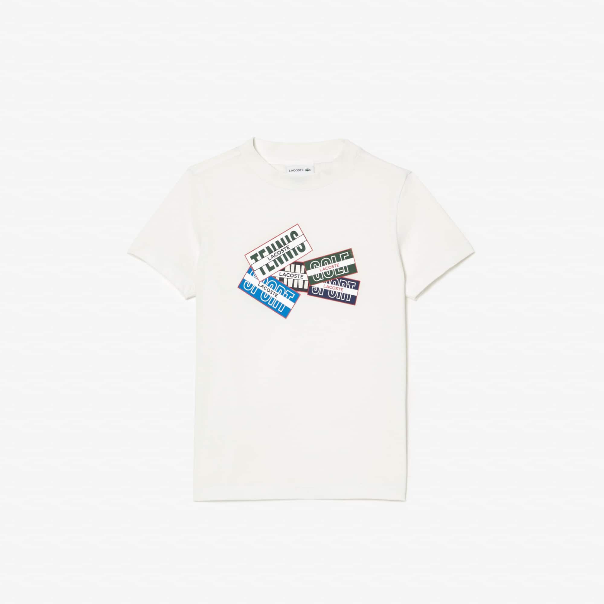 T-shirt avec imprimé badges en coton T-Shirts & Chemises - Blanc - Lacoste - Enfant