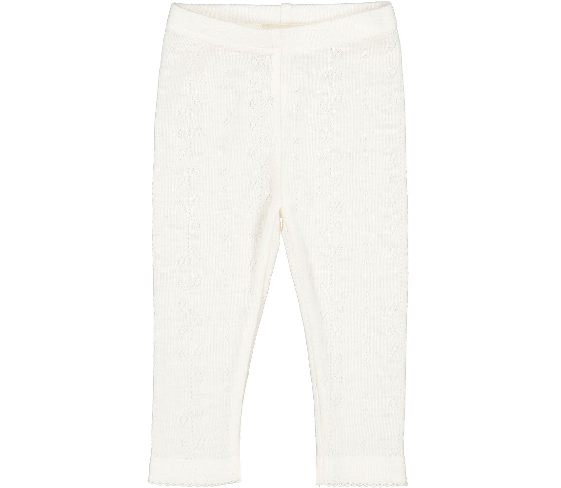 Leg, Uld Pointelle Leggings - Natural