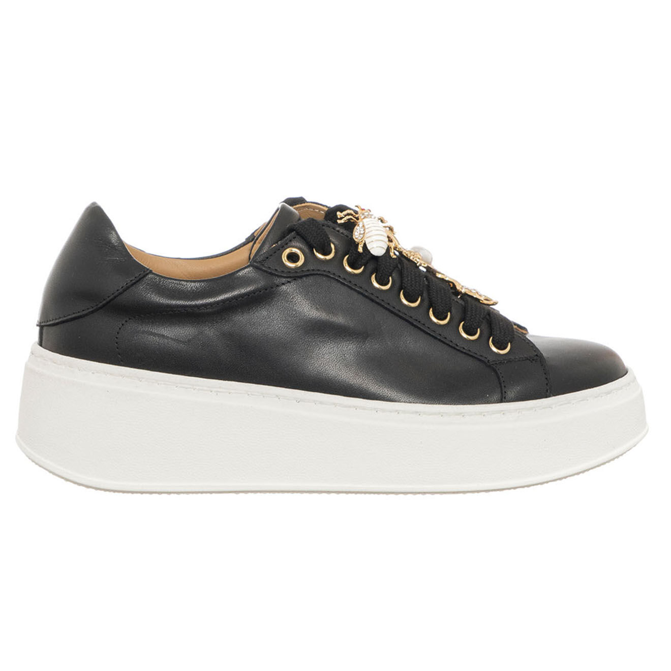 Loretta Pettinari Sneakers en Cuir Achu noir/blanc