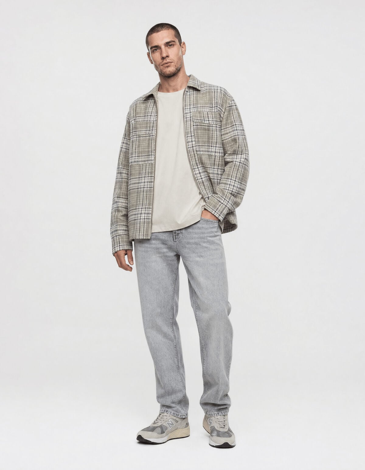 Relaxed Fit Check Overshirt Lichtgroen