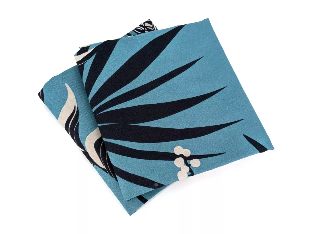 Parure de lit 260x240 cm Microfibre 50% recyclée GRACE Bleu 3 pièces