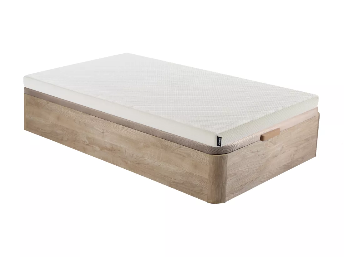 Ensemble 90 x 190 cm sommier coffre naturel clair + matelas mousse déhoussable ép.9cm - OCHI de YSMÉE