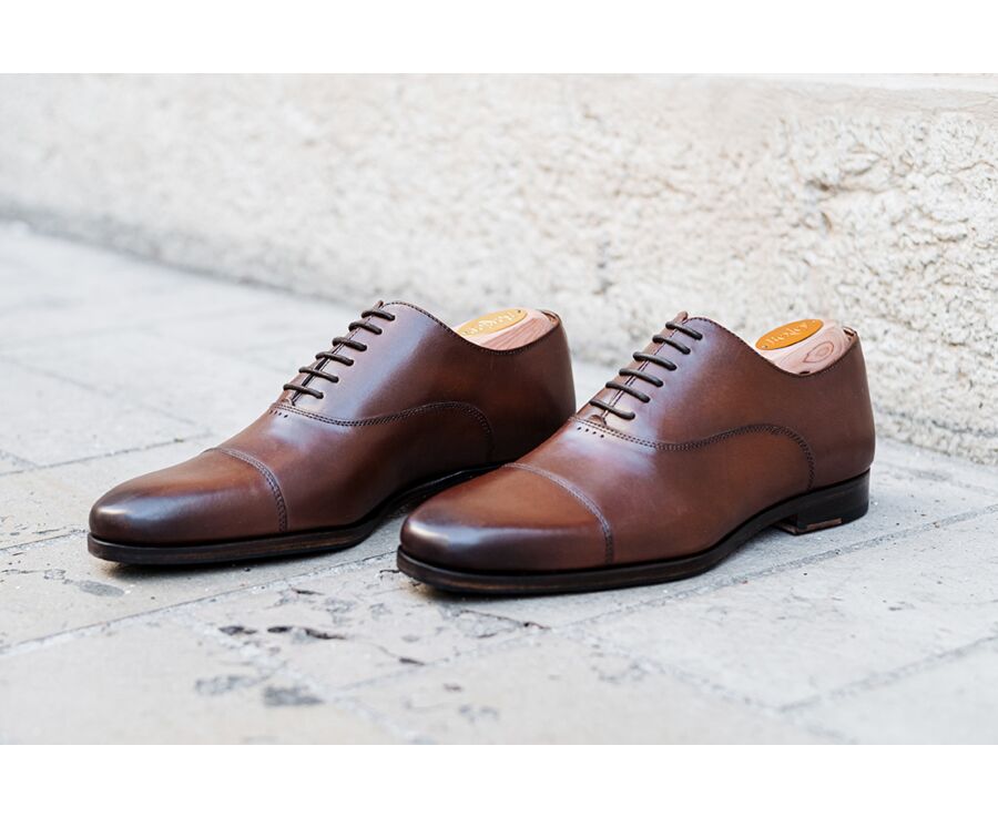 Richelieu Châtaigne patiné homme semelle cuir avec patin gomme - SPEZIA II PATIN