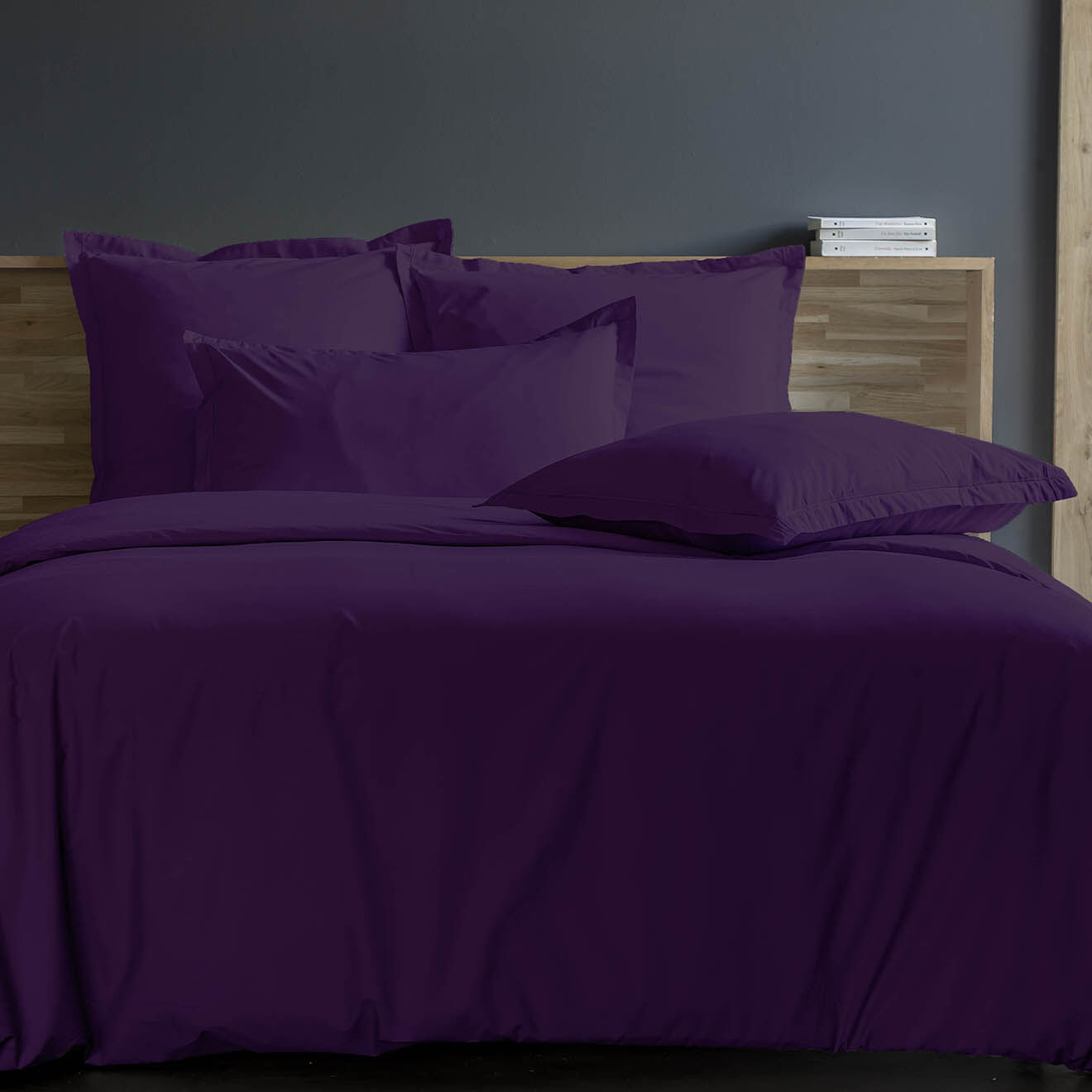 United by PDC Housse de couette 100% Satin de Coton aubergine