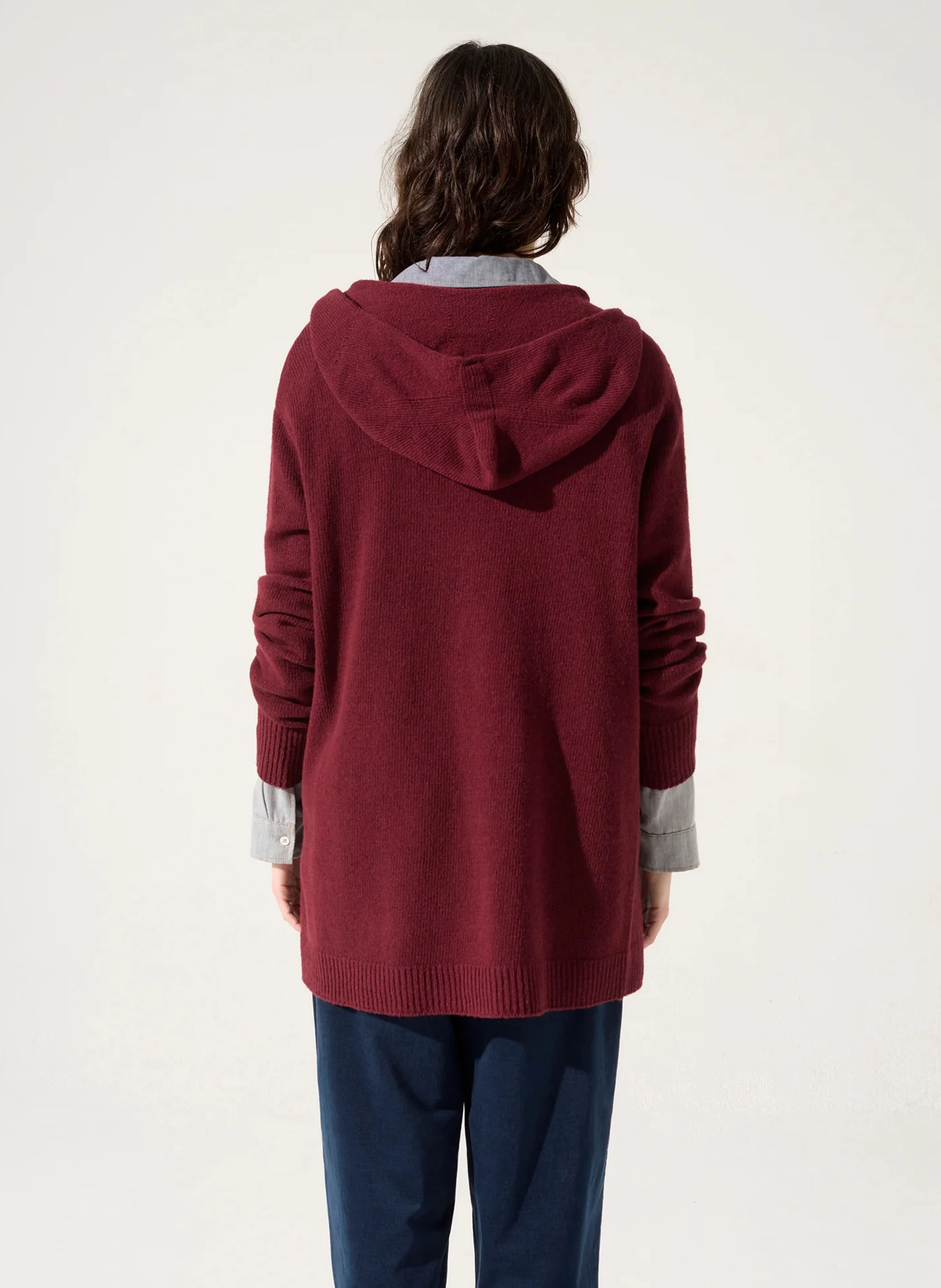 PERHAN - Pull à capuche ample en laine mélangée | Bleu